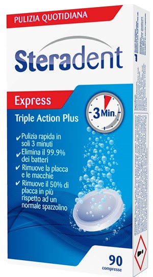 STERADENT TRIPLE ACTION PLUS 90 COMPRESSE PULENTI - UniversoFarmacie.it