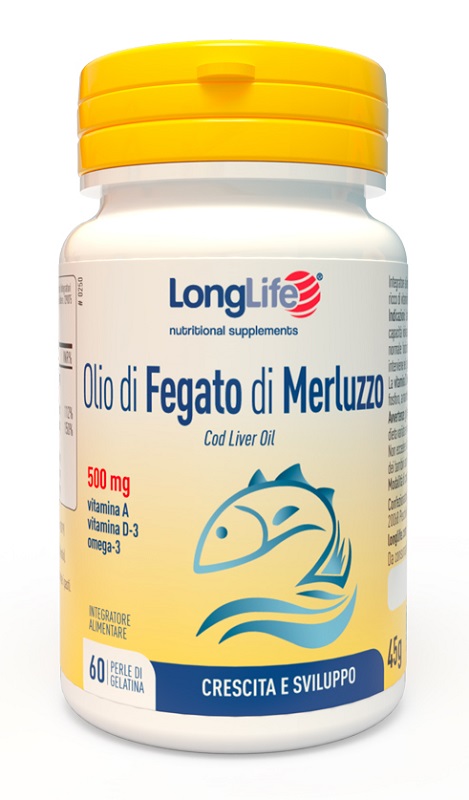 LONGLIFE OLIO FEGATO MERLUZZO 500 MG 60 PERLE IN GELATINA - UniversoFarmacie.it