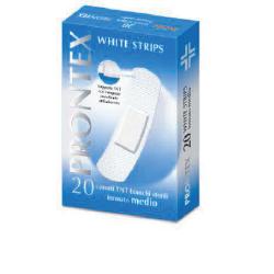 CEROTTO PRONTEX WHITE STRIPS IN TESSUTO NON TESSUTO BIANCO STERILE SCATOLA 20 CEROTTI MEDI - UniversoFarmacie.it