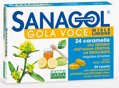 SANAGOL GOLA VOCE MIELE LIMONE 24 CARAMELLE - UniversoFarmacie.it