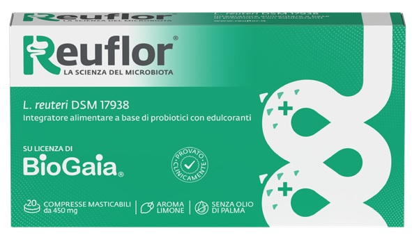 REUFLOR 20 COMPRESSE MASTICABILI AROMA LIMONE - UniversoFarmacie.it