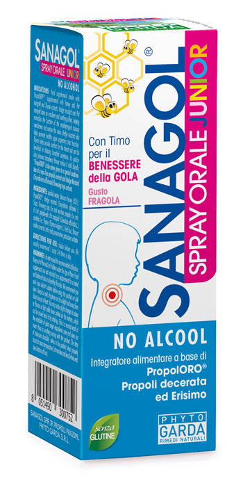 SANAGOL SPRAY JUNIOR PROPOLI FRAGOLA 20 ML - UniversoFarmacie.it