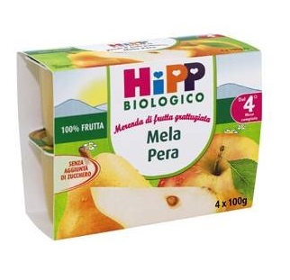 HIPP BIO FRUTTA GRATTUGGIATA MELA PERA 4X100 G - UniversoFarmacie.it