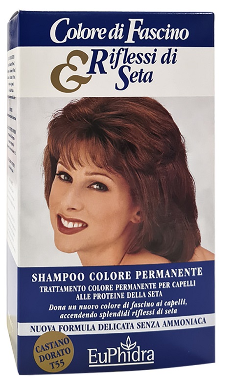 EUPHIDRA COLORE DI FASCINO & RIFLESSI DI SETA SHAMPOO COLORE PERMANENTE 55 CASTANO DORATO 120 ML - UniversoFarmacie.it