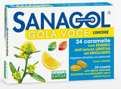 SANAGOL GOLA VOCE SENZA ZUCCHERO LIMONE 24 CARAMELLE - UniversoFarmacie.it