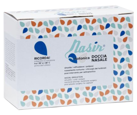 NASIR DOCCIA NASALE CON SOLUZIONE FISIOLOGICA ISOTONICA 10 SACCHE 250 ML + 1 BLISTER - UniversoFarmacie.it