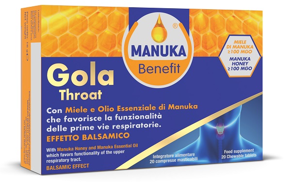 MANUKA BENEFIT GOLA THROAT 20 COMPRESSE MASTICABILI - UniversoFarmacie.it