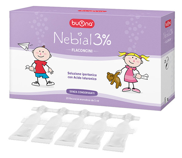 NEBIAL FLACONCINI SOLUZIONE SALINA IPERTONICA DI SODIO CLORURO AL 3% CON ACIDO IALURONICO 20X5 ML - UniversoFarmacie.it