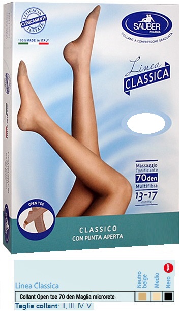 SAUBER COLLANT OPEN TOE MAGLIA MICRORETE 70 DEN COLORE MEDIO 3 LINEA CLASSICA - UniversoFarmacie.it