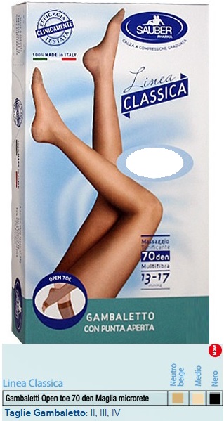 SAUBER GAMBALETTO OPEN TOE MAGLIA MICRORETE 70 DEN COLORE MEDIO TAGLIA 2 LINEA CLASSICA - UniversoFarmacie.it