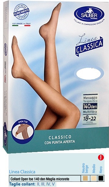 SAUBER COLLANT OPEN TOE MAGLIA MICRORETE 140 DEN COLORE MEDIO TAGLIA 2 LINEA CLASSICA - UniversoFarmacie.it