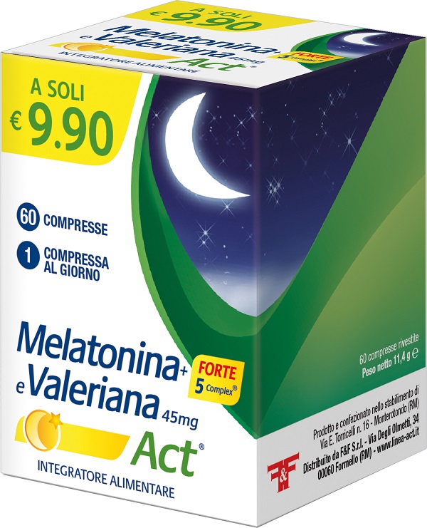 MELATONINA+FORTE 5 COMPLEX E VALERIANA ACT 60 COMPRESSE - UniversoFarmacie.it