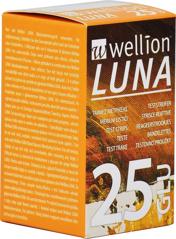 WELLION LUNA 25 STRIPS STRISCE PER MISURAZIONE GLICEMIA - UniversoFarmacie.it