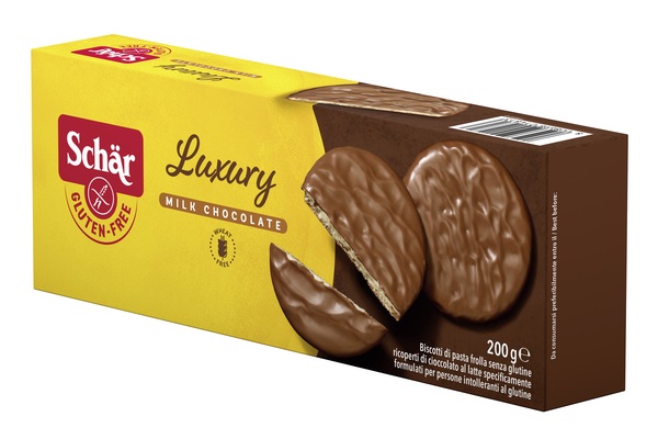 SCHAR LUXURY BISCOTTI DI PASTA FROLLA RICOPERTI DI CIOCCOLATO AL LATTE 200 G - UniversoFarmacie.it