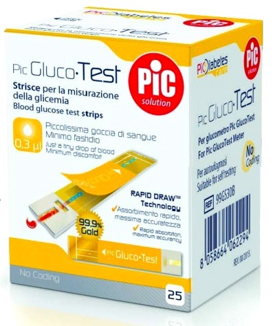 STRISCE MISURAZIONE GLICEMIA PIC GLUCOTEST 25 PEZZI - UniversoFarmacie.it