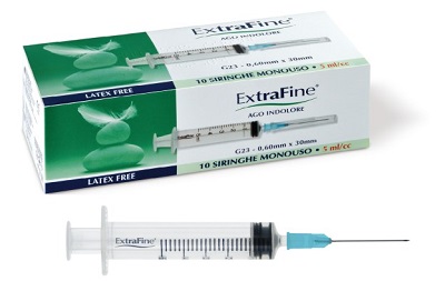 SIRINGA EXTRAFINE 5 ML GAUGE 23 0,60X30MM 10 PEZZI - UniversoFarmacie.it