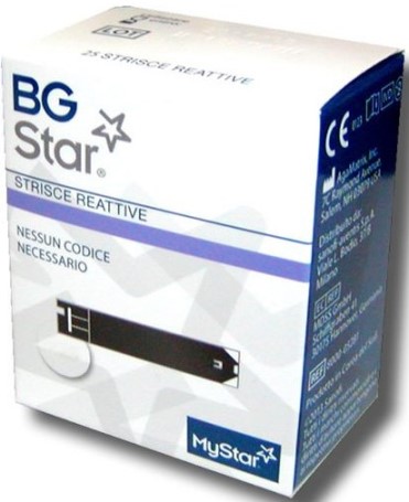 STRISCE REATTIVE MISURAZIONE GLICEMIA BGSTAR MYSTAR 25 PEZZI - UniversoFarmacie.it