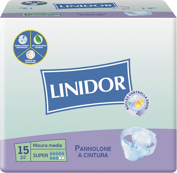PANNOLONE LINIDOR SUPER PANNOLINO A CINTURA MM 15 PEZZI - UniversoFarmacie.it