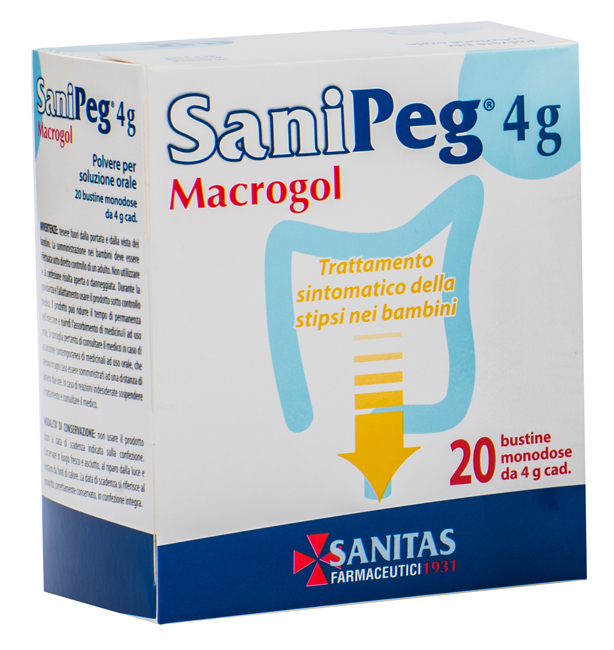 SANIPEG MACROGOL POLVERE PER SOLUZIONE ORALE 20 BUSTINE DA 4 G - UniversoFarmacie.it
