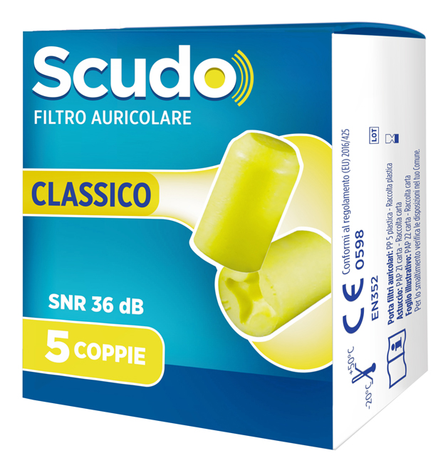 SCUDO FILTRO AURICOLARE CLASSICO SNR 36 DB 7-12MM 5 PAIA - UniversoFarmacie.it