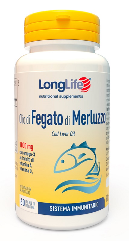 LONGLIFE OLIO FEGATO MERLUZZO 1000 MG 60 PERLE IN GELATINA - UniversoFarmacie.it