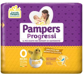 PAMPERS PROGRESSI MICRO PANNOLINI PER BAMBINI 24 PEZZI - UniversoFarmacie.it