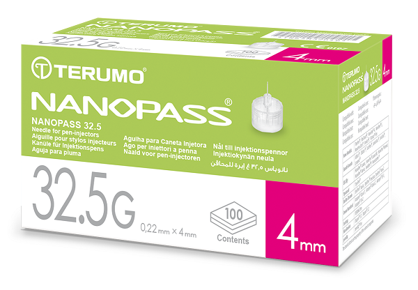 AGO PER PENNA DA INSULINA NANOPASS 32,5 GAUGE LUNGHEZZA 4 MM 100 PEZZI - UniversoFarmacie.it