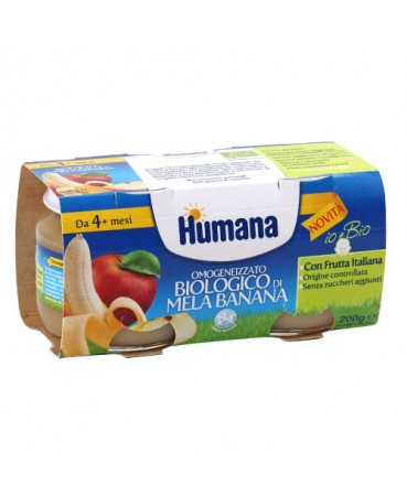 HUMANA OMOGENEIZZATO MELA/BANANA BIO 2 VASETTI 100 G - UniversoFarmacie.it