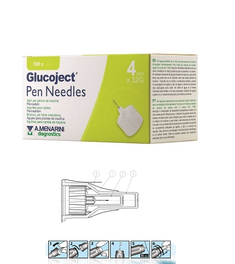 AGO PER PENNA DA INSULINA GLUCOJECT LUNGHEZZA 4 MM GAUGE 32 100 PEZZI - UniversoFarmacie.it