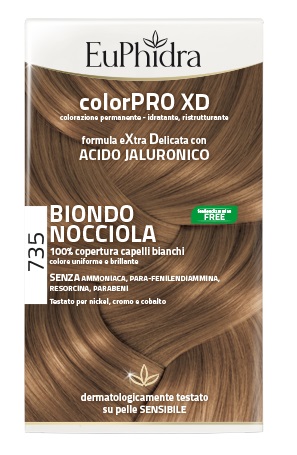 EUPHIDRA COLORPRO XD 735 BIONDO NOCCIOLA GEL COLORANTE CAPELLI IN FLACONE + ATTIVANTE + BALSAMO + GUANTI - UniversoFarmacie.it