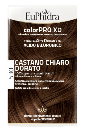 EUPHIDRA COLORPRO XD 530 CASTANO CHIARO DORATO GEL COLORANTE CAPELLI IN FLACONE + ATTIVANTE + BALSAMO + GUANTI - UniversoFarmacie.it