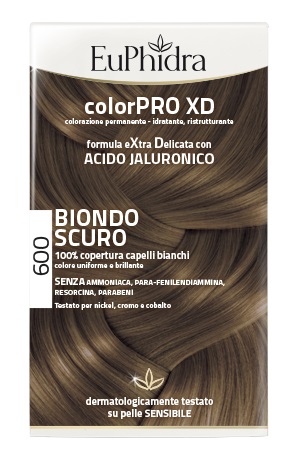 EUPHIDRA COLORPRO XD 600 BIONDO SCURO GEL COLORANTE CAPELLI IN FLACONE + ATTIVANTE + BALSAMO + GUANTI - UniversoFarmacie.it
