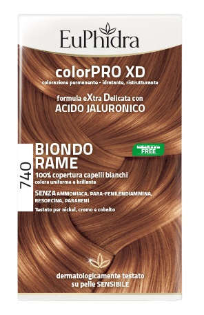EUPHIDRA COLORPRO XD 740 BIONDO RAME GEL COLORANTE CAPELLI IN FLACONE + ATTIVANTE + BALSAMO + GUANTI - UniversoFarmacie.it