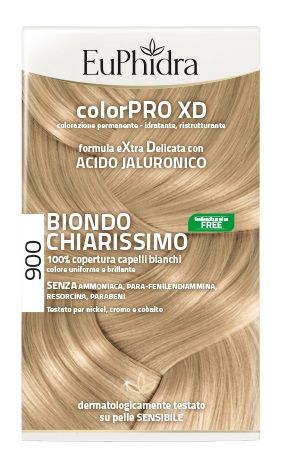 EUPHIDRA COLORPRO XD 900 BIONDO CHIARISSIMO GEL COLORANTE CAPELLI IN FLACONE + ATTIVANTE + BALSAMO + GUANTI - UniversoFarmacie.it