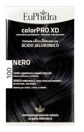 EUPHIDRA COLORPRO XD 100 NERO GEL COLORANTE CAPELLI IN FLACONE + ATTIVANTE + BALSAMO + GUANTI - UniversoFarmacie.it