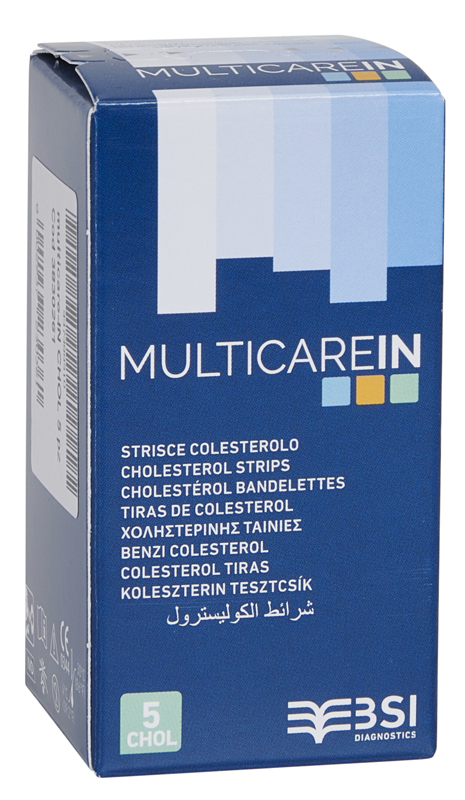 TEST COLESTEROLEMIA MULTICARE IN COLESTEROLO IN STRISCE CON ASPIRAZIONE CAPILLARE 5 PEZZI - UniversoFarmacie.it