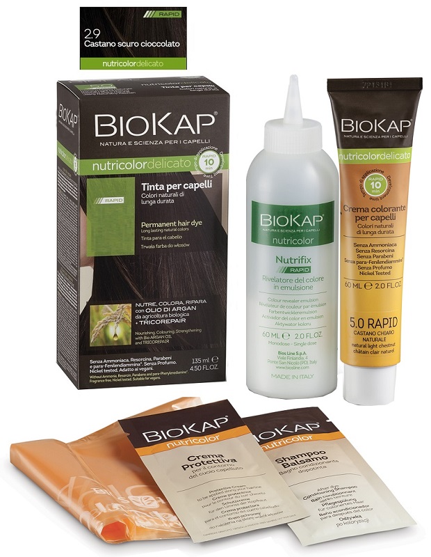 BIOS LINE  BIOKAP NUTRICOLOR DELICATO RAPID TINTA 2,9 CASTANO SCURO CIOCCOLATO 135 ML - UniversoFarmacie.it
