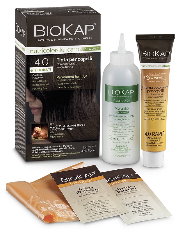 BIOS LINE  BIOKAP NUTRICOLOR DELICATO RAPID TINTA 4,00 CASTANO NATURALE 135 ML - UniversoFarmacie.it