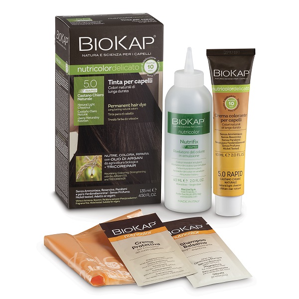 BIOS LINE  BIOKAP NUTRICOLOR DELICATO RAPID TINTA 5,0 CASTANO CHIARO NATURALE 135 ML - UniversoFarmacie.it