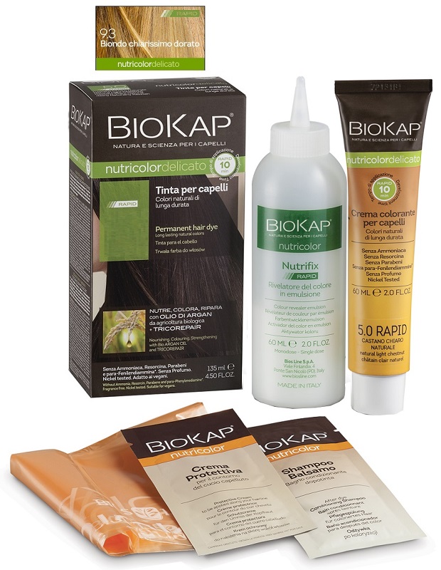 BIOS LINE  BIOKAP NUTRICOLOR DELICATO RAPID TINTA 9,3 BIONDO CHIARISSMO DORATO 135 ML - UniversoFarmacie.it