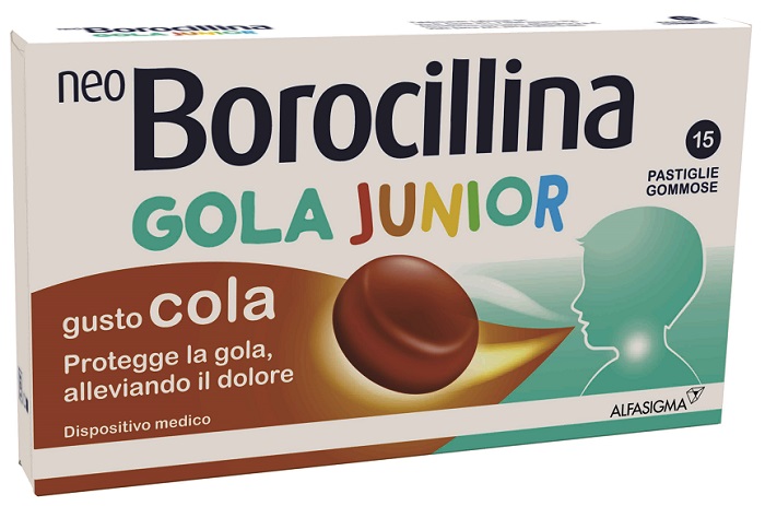 NEOBOROCILLINA GOLA JUNIOR 15 PASTIGLIE GUSTO COLA - UniversoFarmacie.it