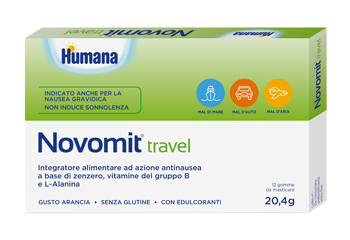 NOVOMIT TRAVEL 12 GOMME DA MASTICARE GUSTO ARANCIA - UniversoFarmacie.it
