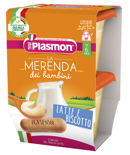 PLASMON LA MERENDA DEI BAMBINI MERENDE LATTE BISCOTTO ASETTICO 2 X 120 G - UniversoFarmacie.it