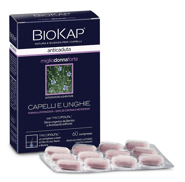 BIOKAP ANTICADUTA MIGLIO DONNA FORTE CON TRICOFOLTIL 60 COMPRESSE - UniversoFarmacie.it