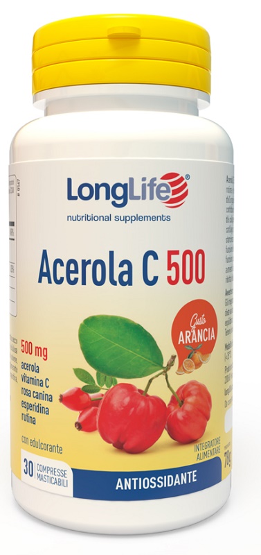 LONGLIFE ACEROLA C500 ARANCIA 30 COMPRESSE MASTICABILI - UniversoFarmacie.it