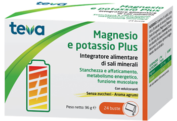 MAGNESIO POTASSIO PLUS TEVA 24 BUSTINE SENZA ZUCCHERI AROMA AGRUMI - UniversoFarmacie.it