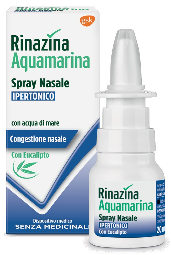 RINAZINA AQUAMARINA SPRAY NASALE IPERTONICO CON EUCALIPTO 20 ML - UniversoFarmacie.it