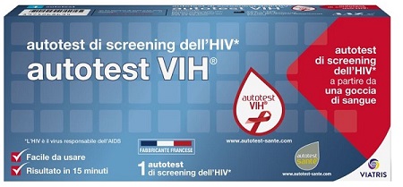 AUTOTEST VIH SCREENING DELL'HIV CONTIENE 1 AUTOTEST + SOLUZIONE + BISTURI + CEROTTO + GARZA + SALVIETTA DISINFETTANTE - UniversoFarmacie.it