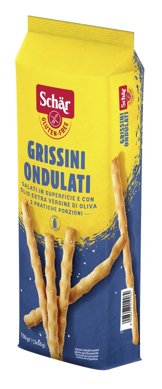 SCHAR GRISSINI ONDULATI SALATI IN SUPERFICIE 3 PORZIONI DA 50 G - UniversoFarmacie.it