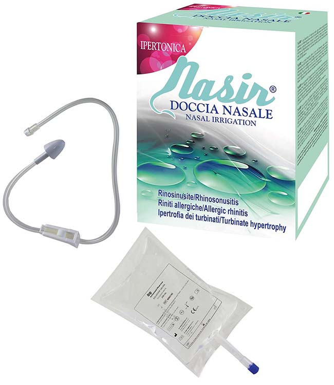 NASIR DOCCIA NASALE 2 SACCHE 250 ML ISOTONICA + 1 DEFLUSSORE - UniversoFarmacie.it